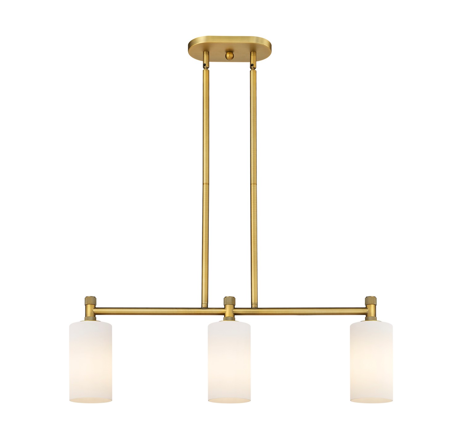 Three Light Island Pendant by Innovations - Downtown Urban Collection, Brushed Brass Finish - 434-3I-BB-G434-7WH