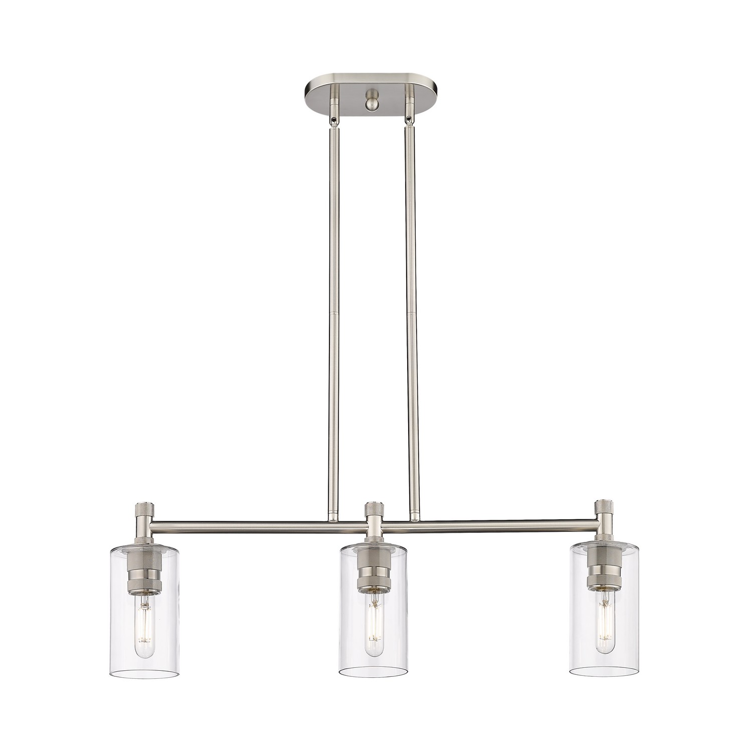 Three Light Island Pendant by Innovations - Downtown Urban Collection, Satin Nickel Finish - 434-3I-SN-G434-7CL