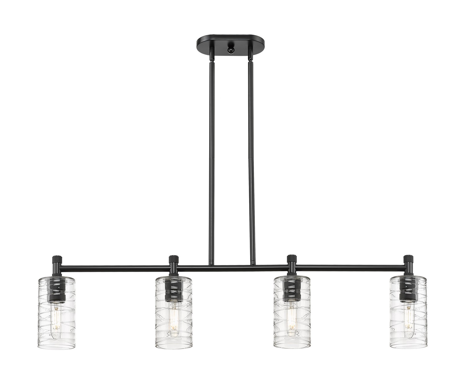 Four Light Island Pendant by Innovations - Downtown Urban Collection, Matte Black Finish - 434-4I-BK-G434-7DE
