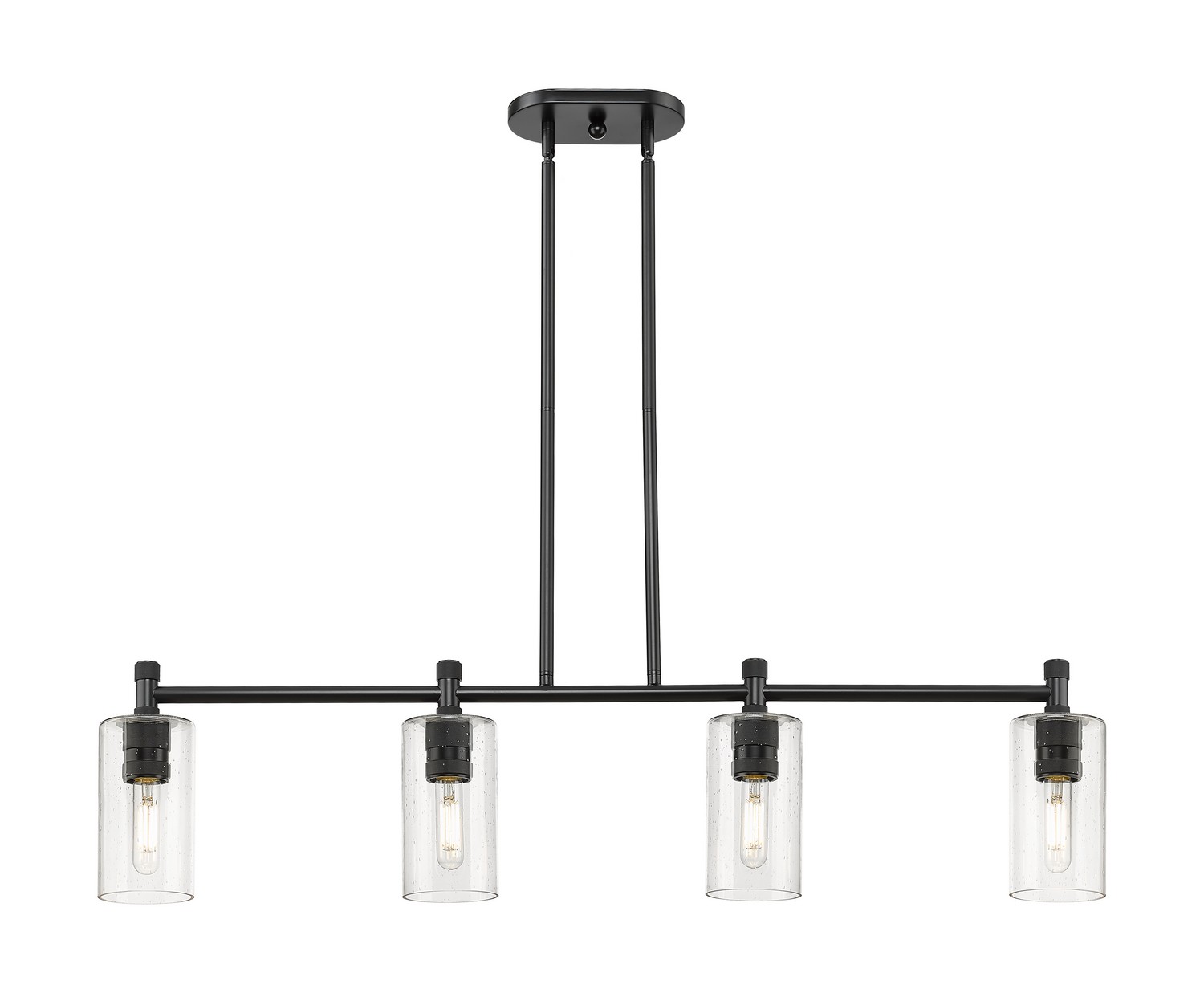 Four Light Island Pendant by Innovations - Downtown Urban Collection, Matte Black Finish - 434-4I-BK-G434-7SDY