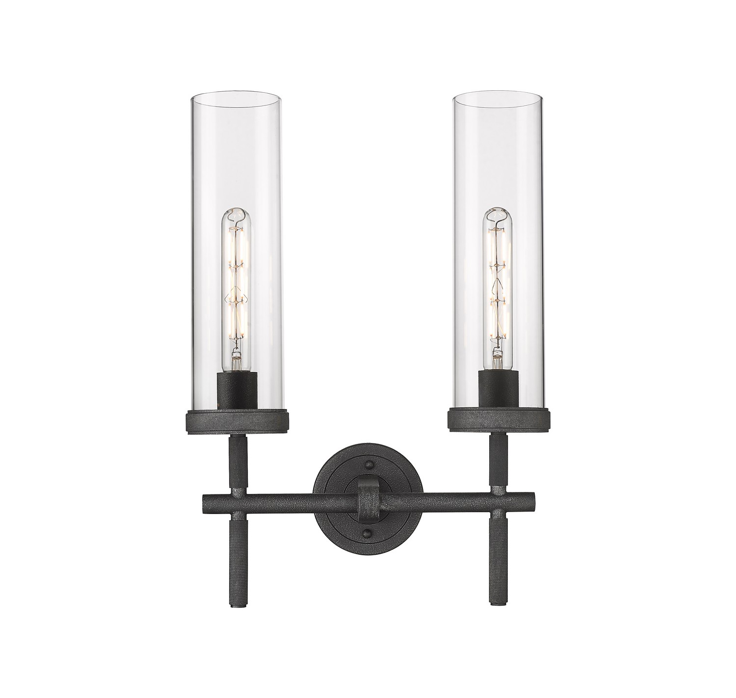 Two Light Bath Vanity by Innovations - Downtown Urban Collection, Weathered Zinc Finish - 471-2W-WZ-G471-12CL