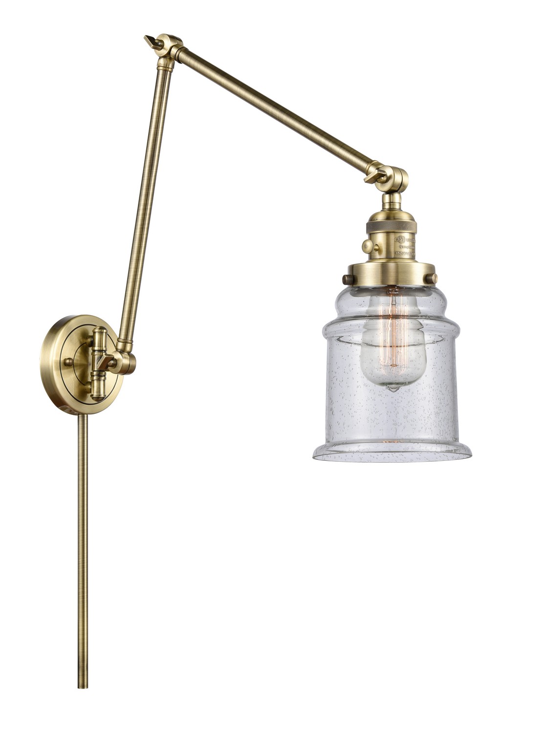 LED Swing Arm by Innovations - Franklin Restoration Collection, Antique Brass Finish - 238-AB-G184-LED
