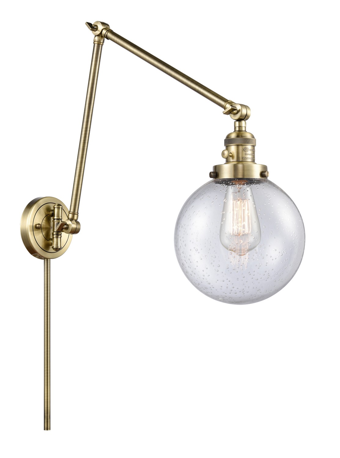 LED Swing Arm by Innovations - Franklin Restoration Collection, Antique Brass Finish - 238-AB-G204-8-LED