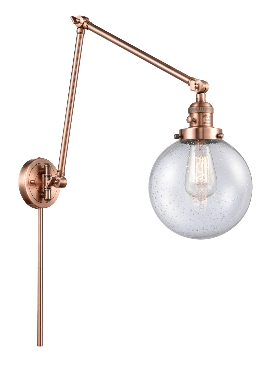 LED Swing Arm by Innovations - Franklin Restoration Collection, Antique Copper Finish - 238-AC-G204-8-LED
