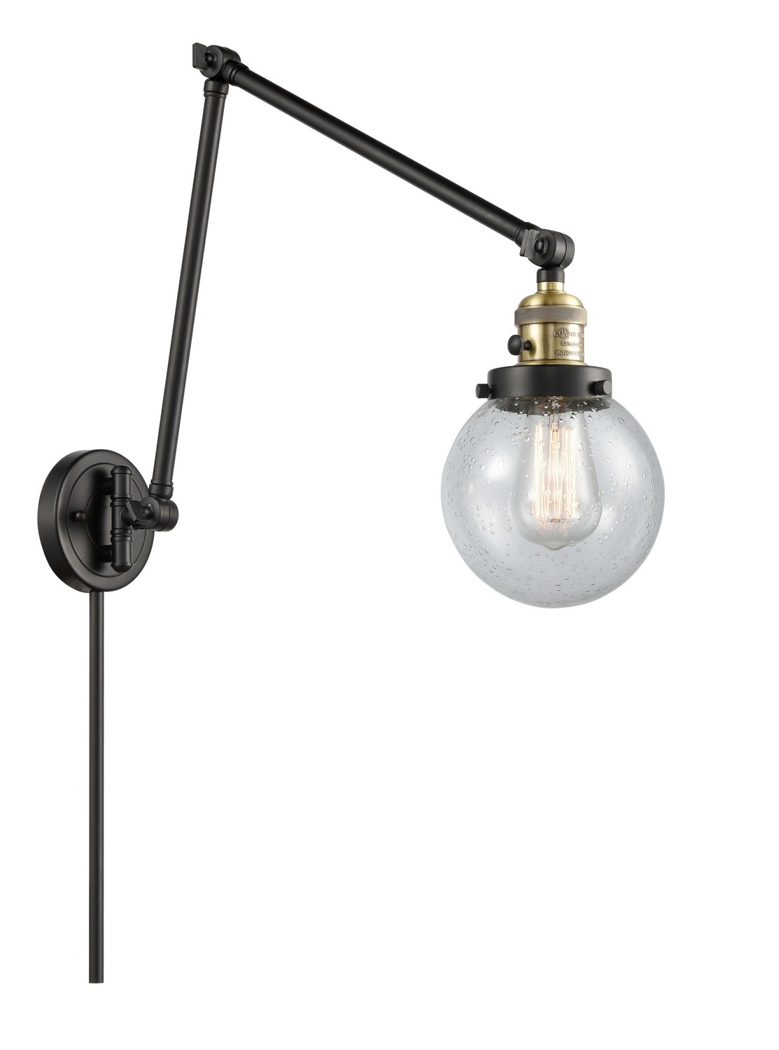 LED Swing Arm by Innovations - Franklin Restoration Collection, Black Antique Brass Finish - 238-BAB-G204-6-LED