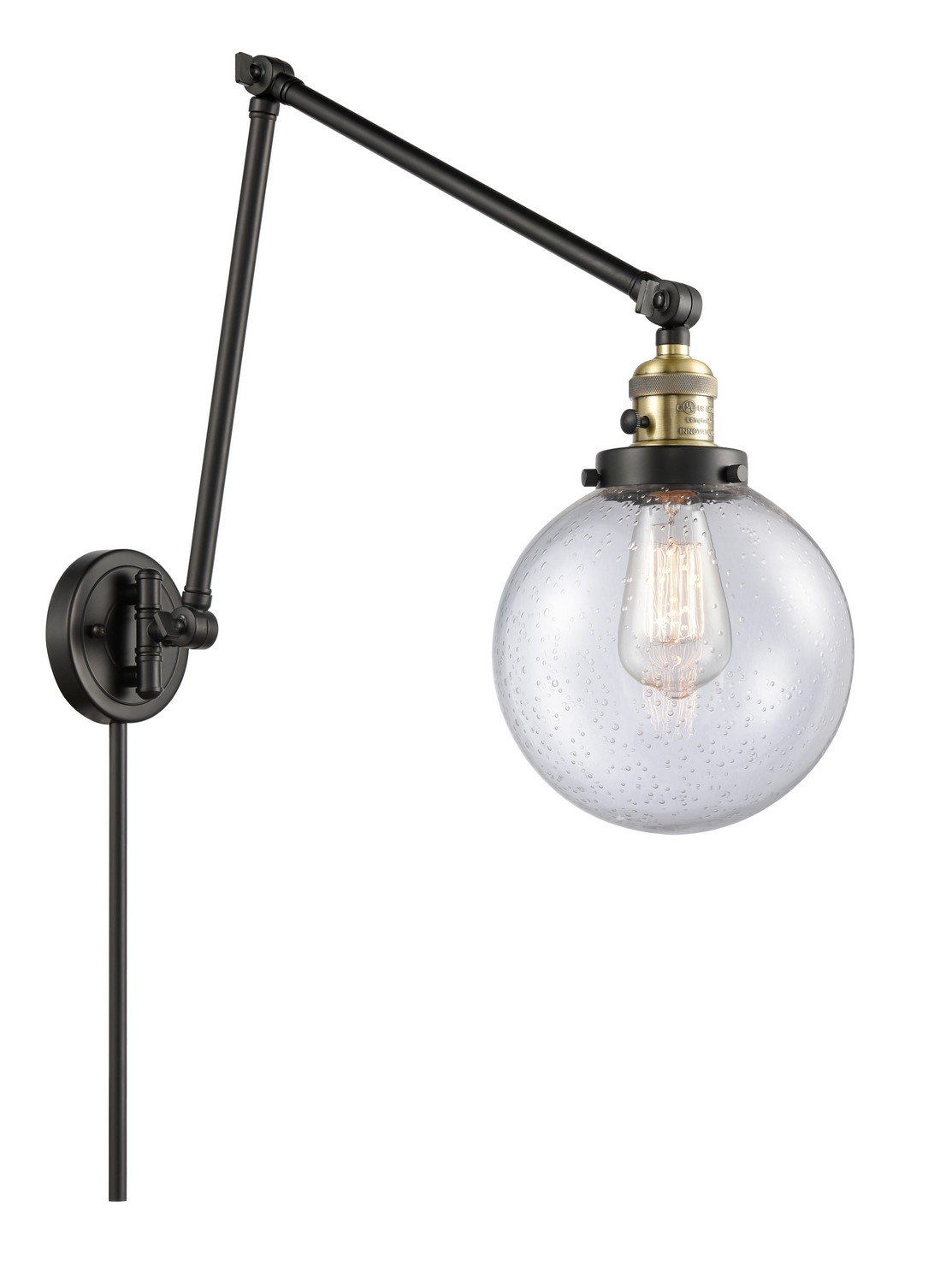 LED Swing Arm by Innovations - Franklin Restoration Collection, Black Antique Brass Finish - 238-BAB-G204-8-LED