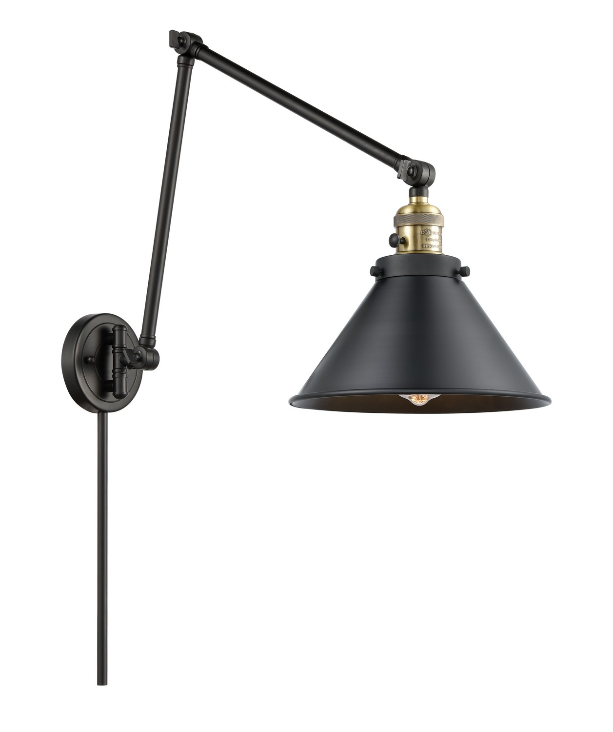 LED Swing Arm by Innovations - Franklin Restoration Collection, Black Antique Brass Finish - 238-BAB-M10-BK-LED