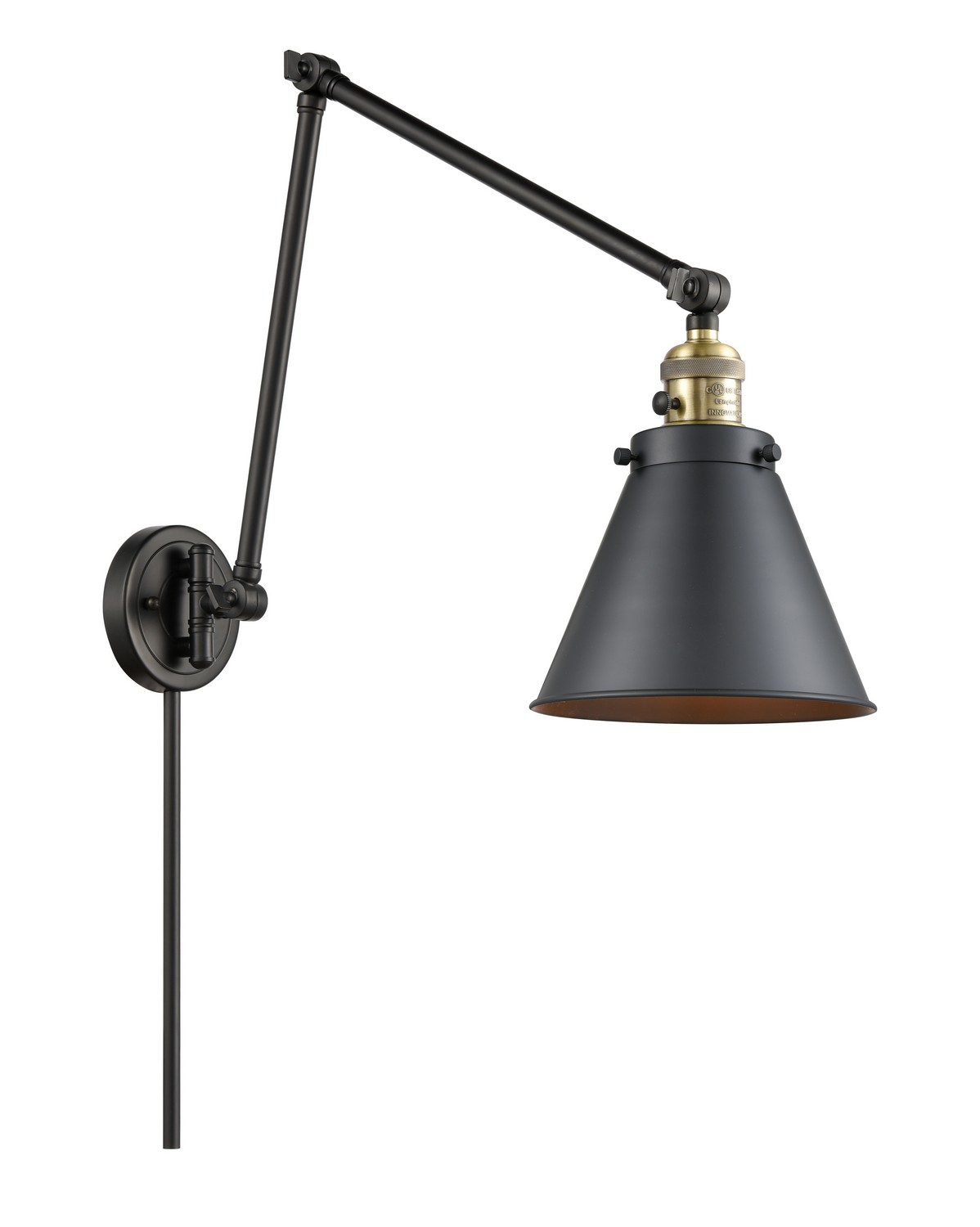 LED Swing Arm by Innovations - Franklin Restoration Collection, Black Antique Brass Finish - 238-BAB-M13-BK-LED