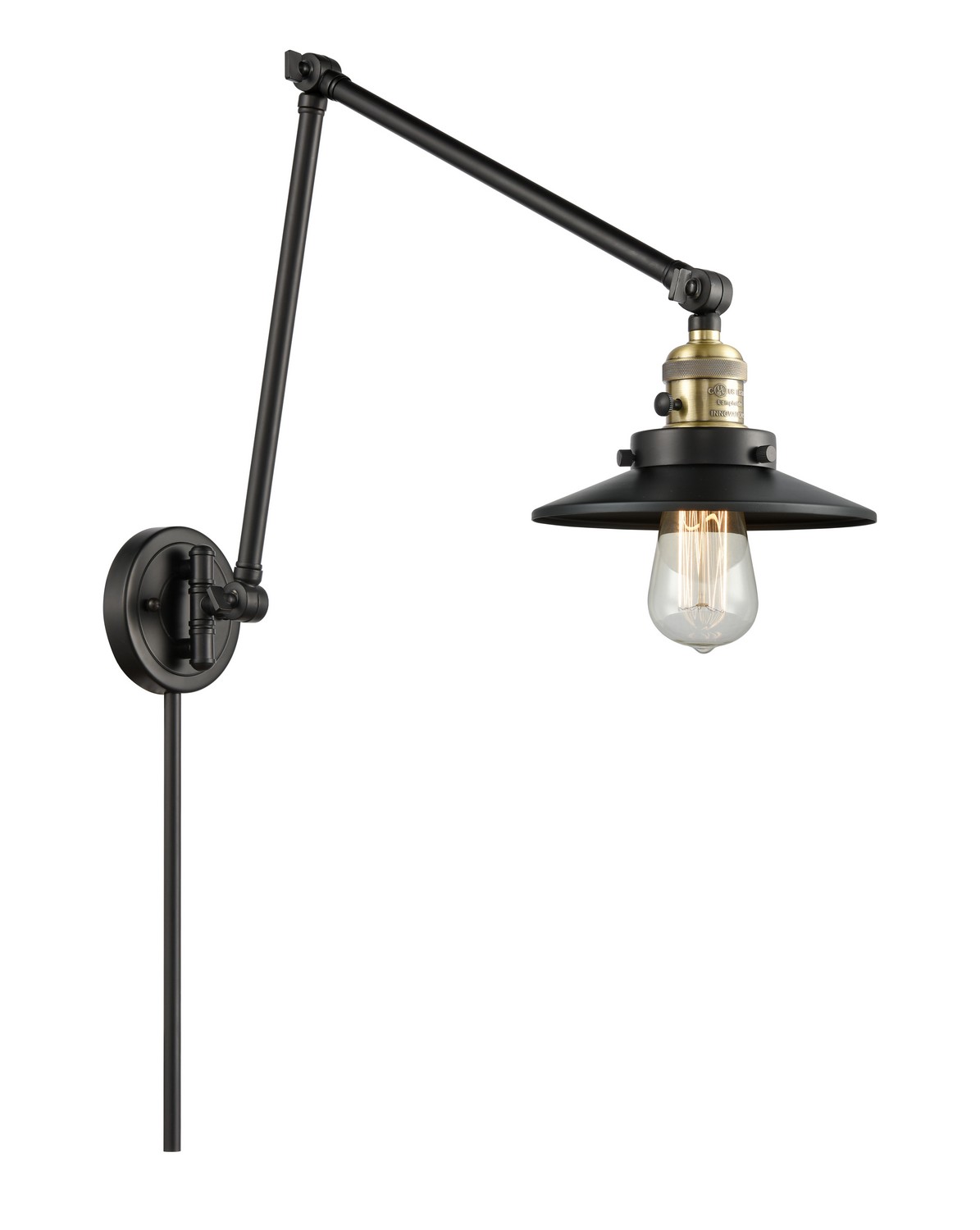 LED Swing Arm by Innovations - Franklin Restoration Collection, Black Antique Brass Finish - 238-BAB-M6-LED