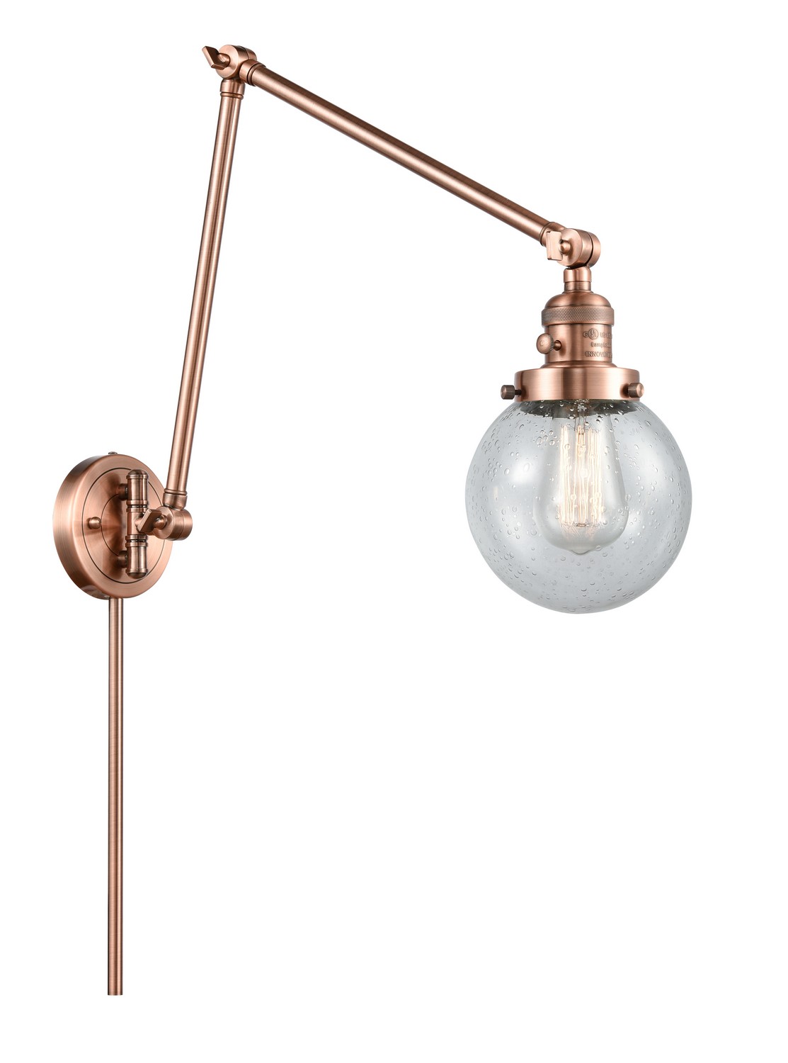 LED Swing Arm by Innovations - Franklin Restoration Collection, Antique Copper Finish - 238-AC-G204-6-LED