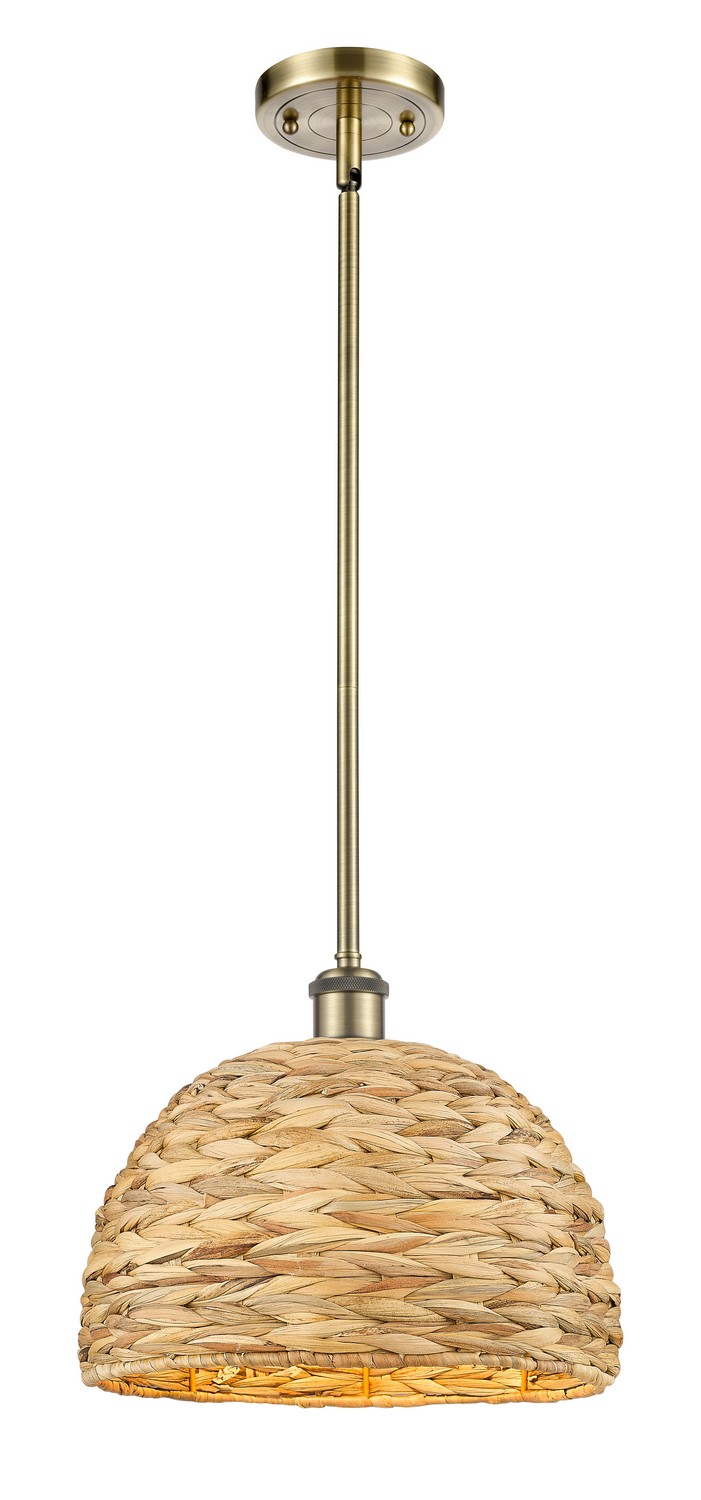 One Light Mini Pendant by Innovations - Ballston Collection, Antique Brass Finish - 516-1S-AB-RBD-12-NAT
