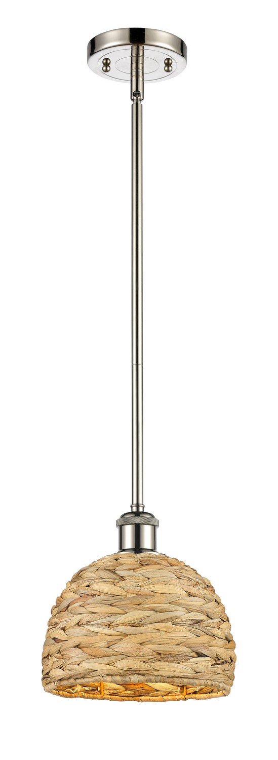 One Light Mini Pendant by Innovations - Ballston Collection, Polished Nickel Finish - 516-1S-PN-RBD-8-NAT