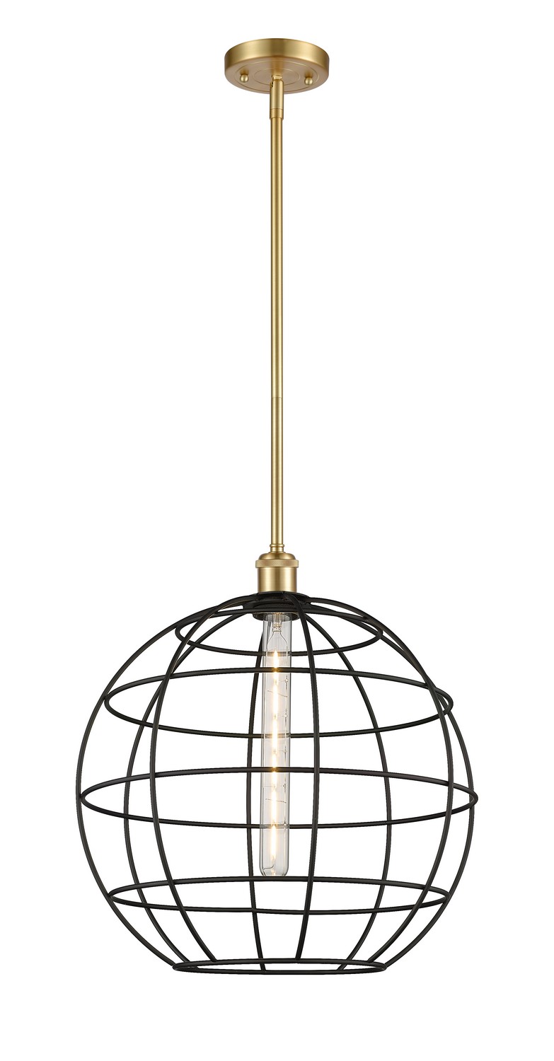 One Light Mini Pendant by Innovations - Ballston Collection, Satin Gold Finish - 516-1S-SG-CE-16-BK