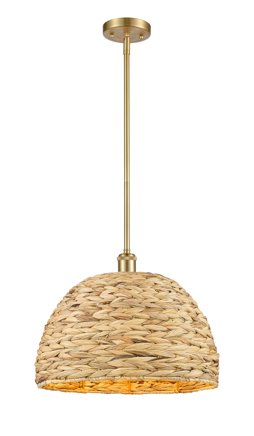 One Light Mini Pendant by Innovations - Ballston Collection, Satin Gold Finish - 516-1S-SG-RBD-16-NAT