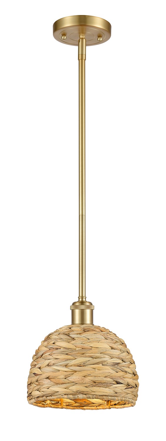 One Light Mini Pendant by Innovations - Ballston Collection, Satin Gold Finish - 516-1S-SG-RBD-8-NAT