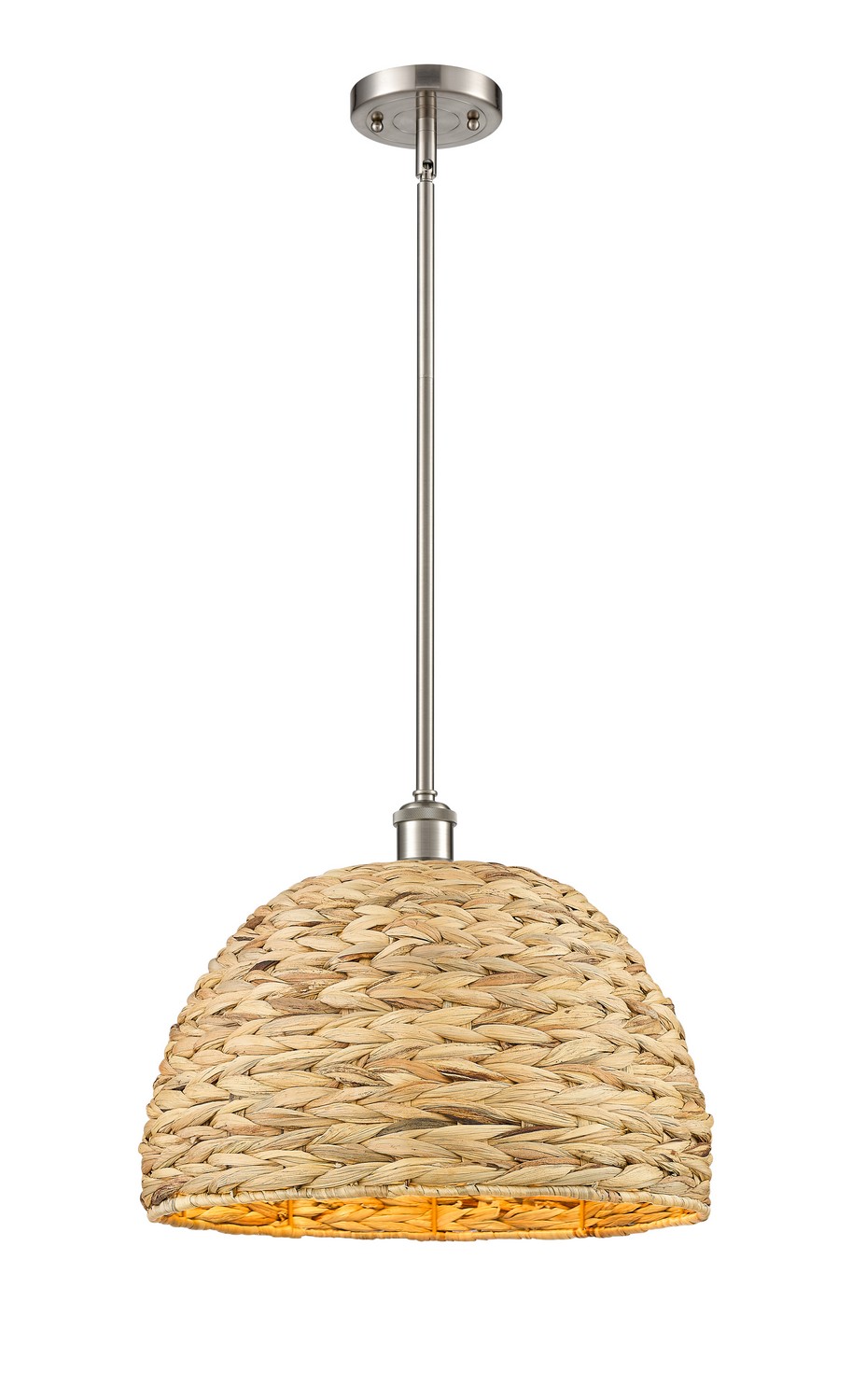 One Light Mini Pendant by Innovations - Ballston Collection, Satin Nickel Finish - 516-1S-SN-RBD-16-NAT