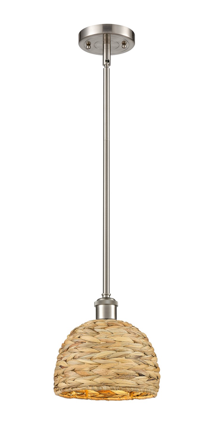 One Light Mini Pendant by Innovations - Ballston Collection, Satin Nickel Finish - 516-1S-SN-RBD-8-NAT