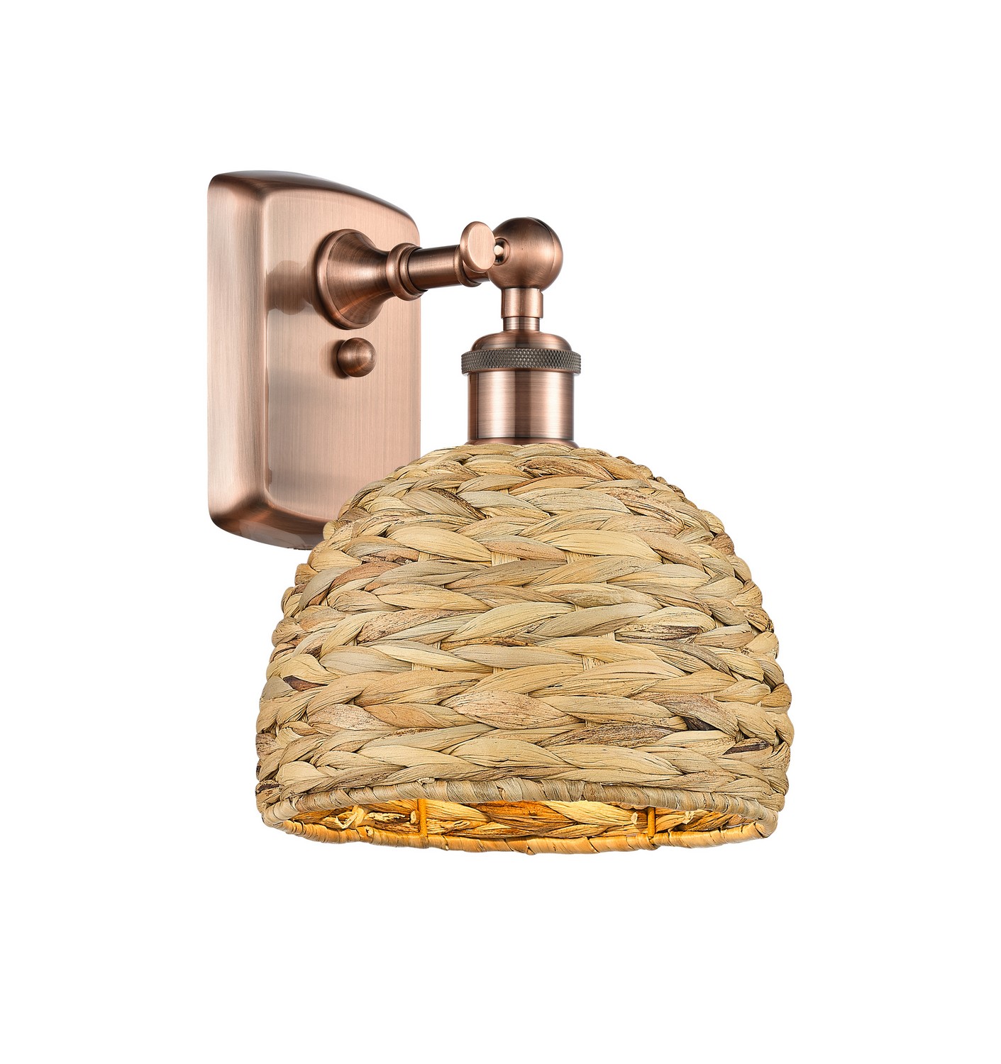 One Light Wall Sconce by Innovations - Ballston Collection, Antique Copper Finish - 516-1W-AC-RBD-8-NAT