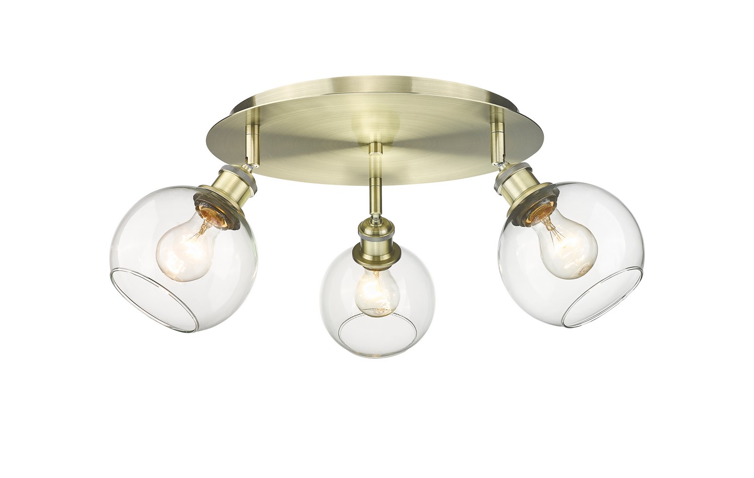 Three Light Semi-Flush Mount by Innovations - Ballston Collection, Antique Brass Finish - 516-3C-AB-G122-6