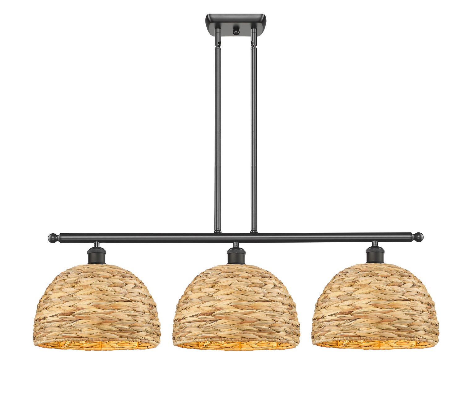 Three Light Island Pendant by Innovations - Ballston Collection, Oil Rubbed Bronze Finish - 516-3I-OB-RBD-12-NAT