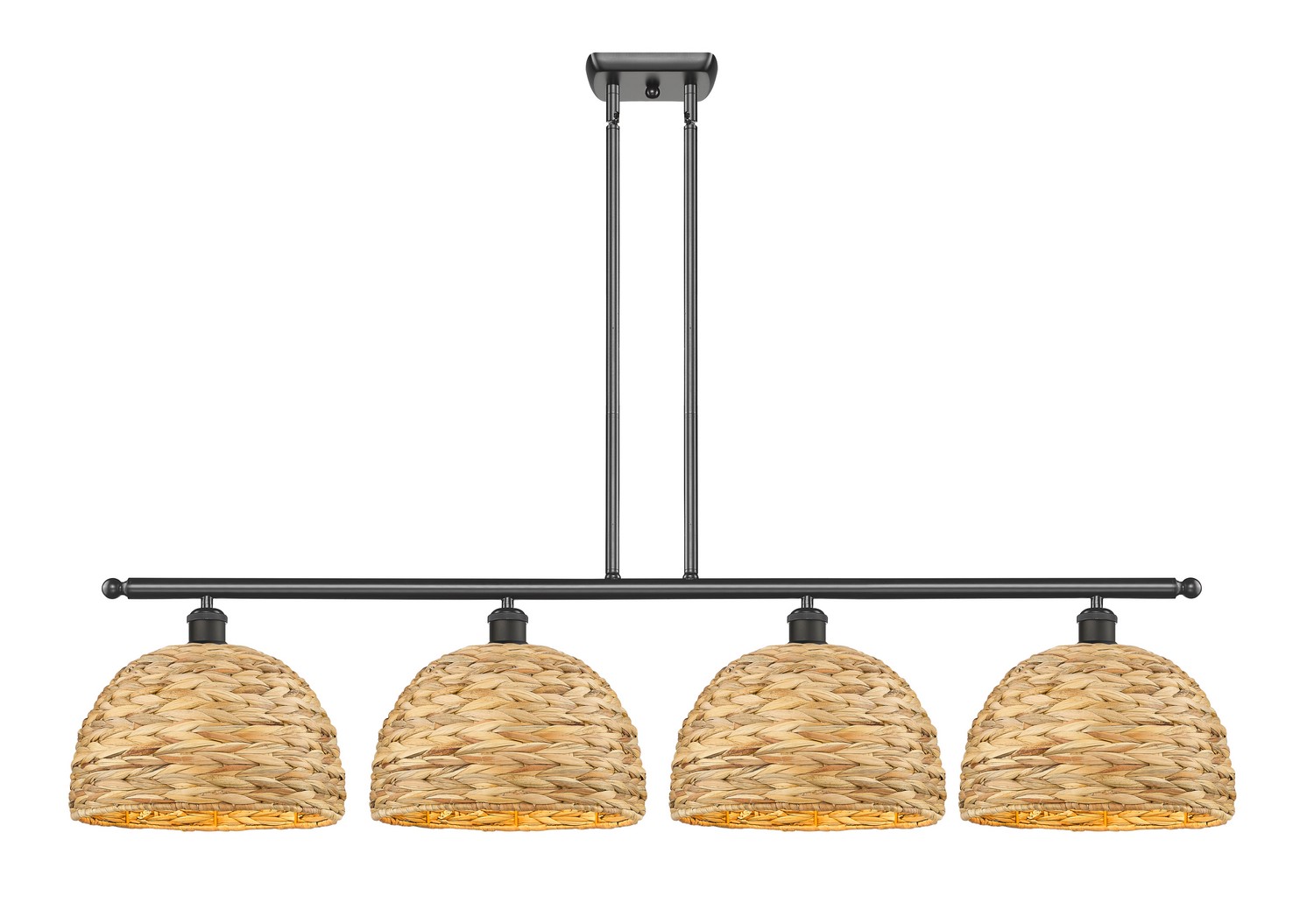Four Light Island Pendant by Innovations - Ballston Collection, Oil Rubbed Bronze Finish - 516-4I-OB-RBD-12-NAT
