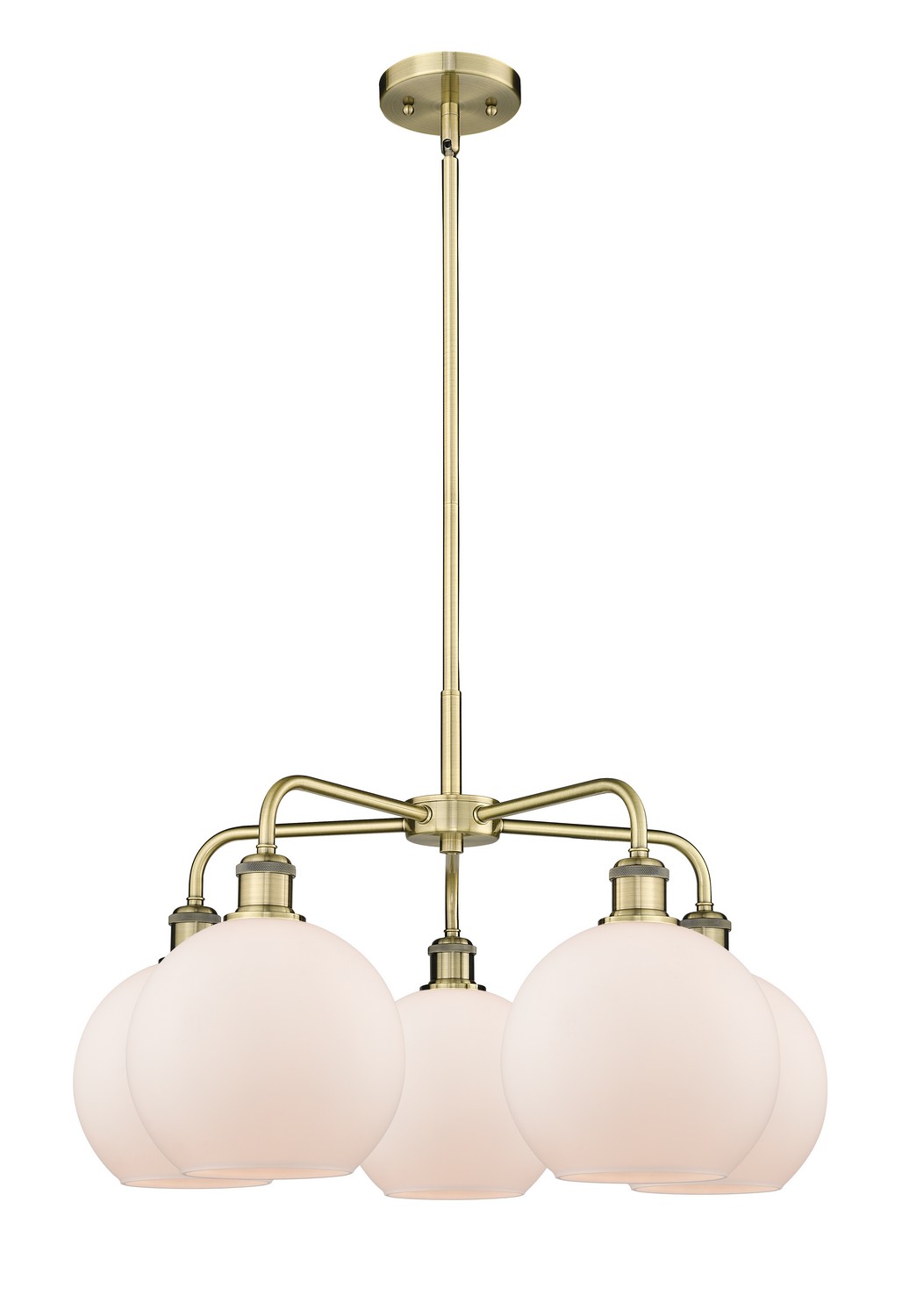 Five Light Chandelier by Innovations - Ballston Collection, Antique Brass Finish - 516-5CR-AB-G121-8