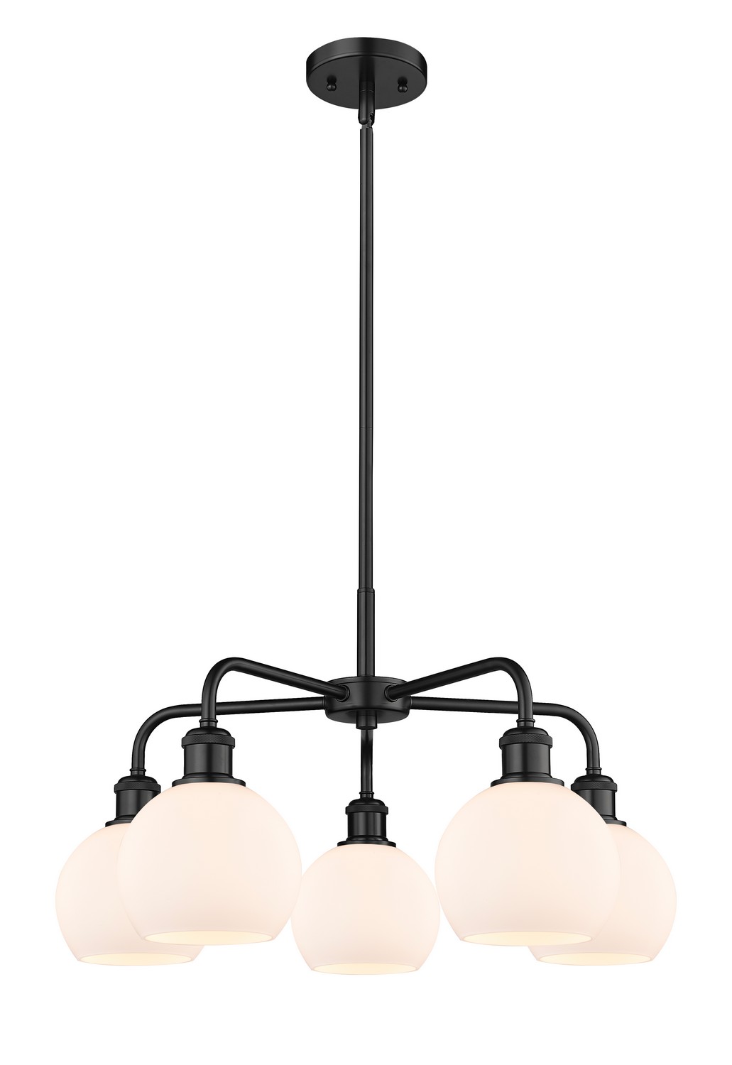 Five Light Chandelier by Innovations - Ballston Collection, Matte Black Finish - 516-5CR-BK-G121-6