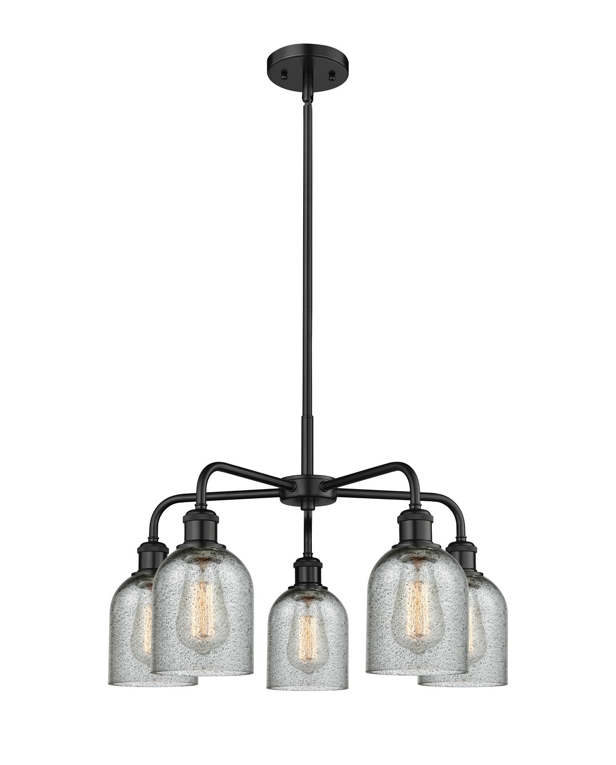 Five Light Chandelier by Innovations - Ballston Collection, Matte Black Finish - 516-5CR-BK-G257
