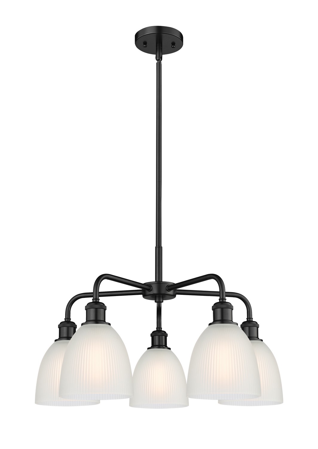 Five Light Chandelier by Innovations - Ballston Collection, Matte Black Finish - 516-5CR-BK-G381
