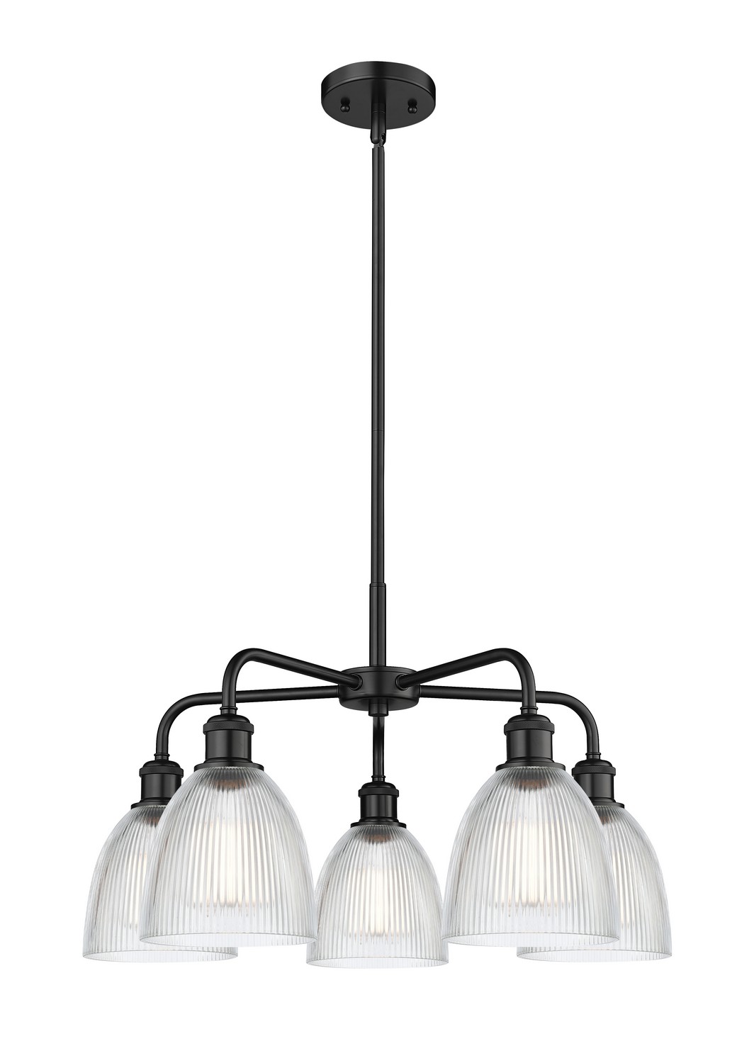 Five Light Chandelier by Innovations - Ballston Collection, Matte Black Finish - 516-5CR-BK-G382