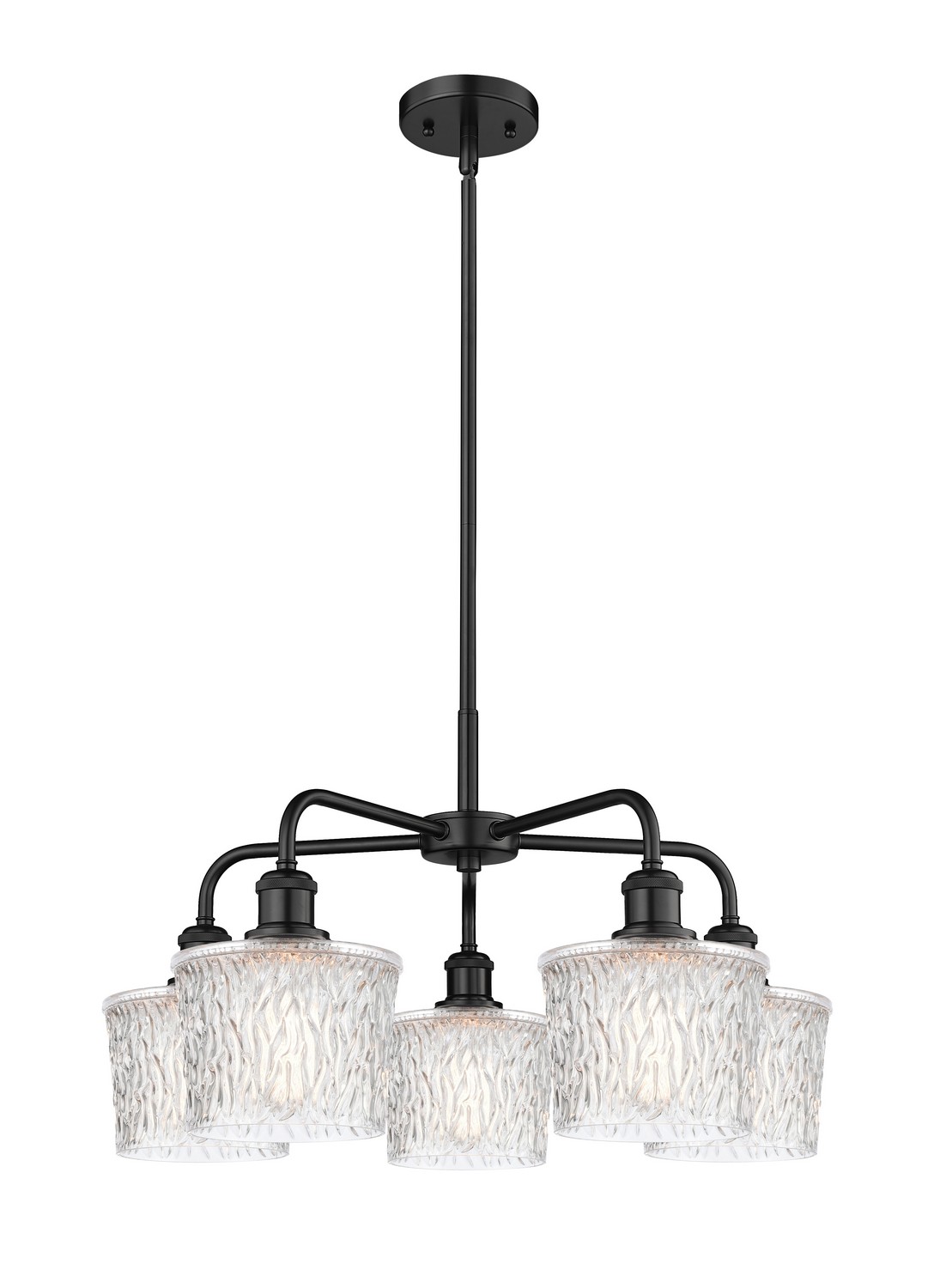 Five Light Chandelier by Innovations - Ballston Collection, Matte Black Finish - 516-5CR-BK-G402