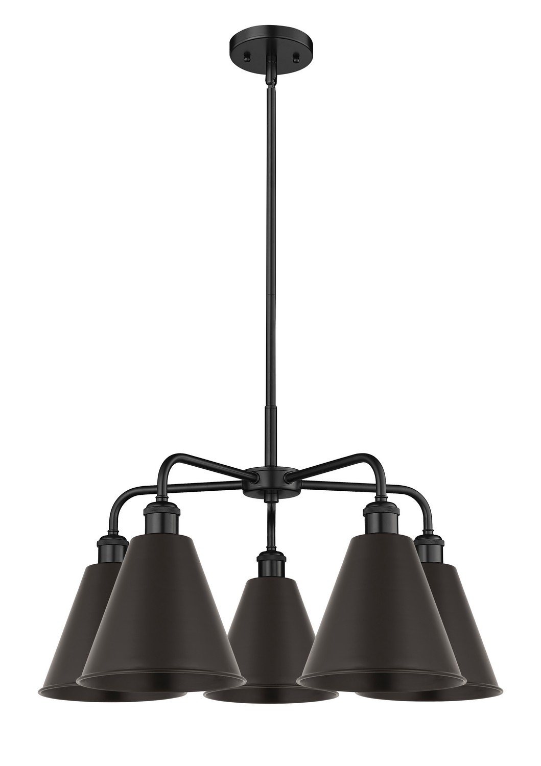 Five Light Chandelier by Innovations - Ballston Collection, Matte Black Finish - 516-5CR-BK-MBC-8-BK