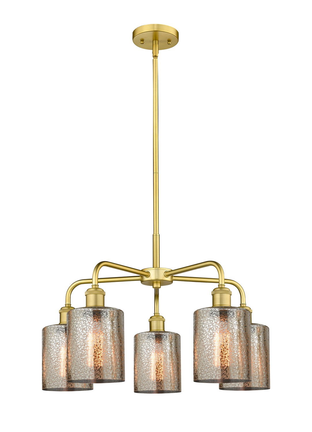 Five Light Chandelier by Innovations - Ballston Collection, Satin Gold Finish - 516-5CR-SG-G116