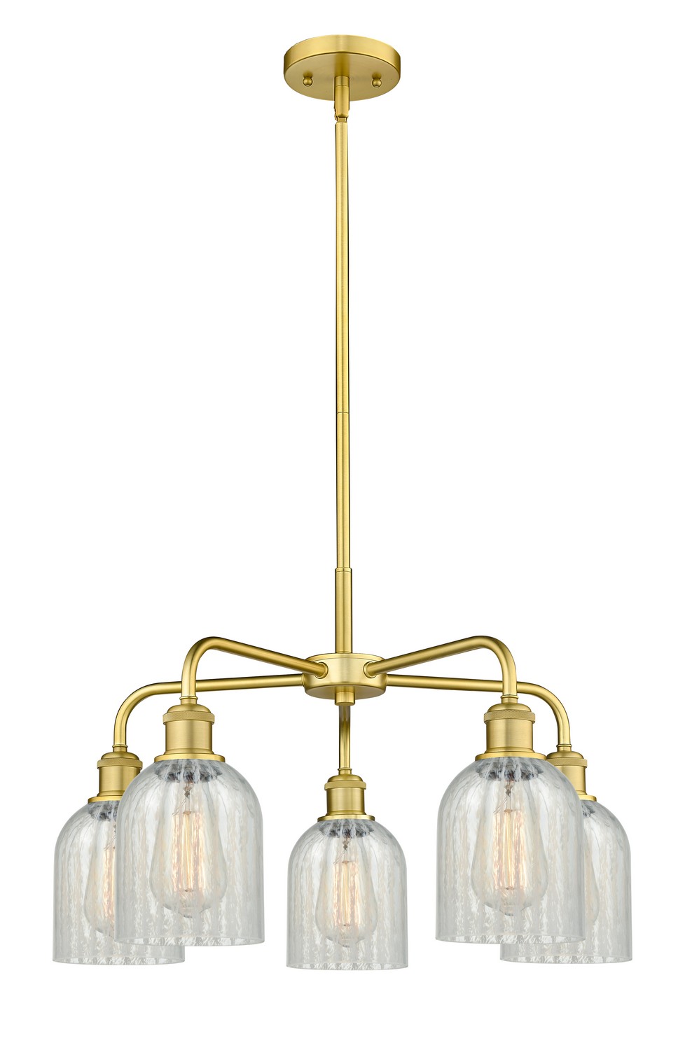 Five Light Chandelier by Innovations - Ballston Collection, Satin Gold Finish - 516-5CR-SG-G2511