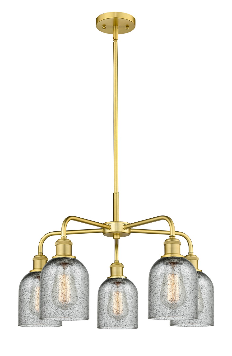 Five Light Chandelier by Innovations - Ballston Collection, Satin Gold Finish - 516-5CR-SG-G257