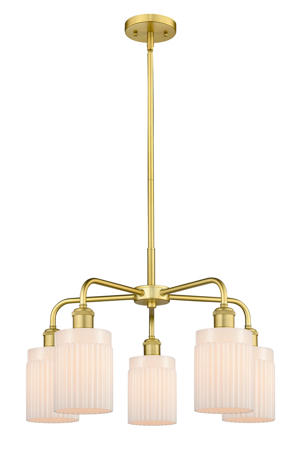 Five Light Chandelier by Innovations - Ballston Collection, Satin Gold Finish - 516-5CR-SG-G341