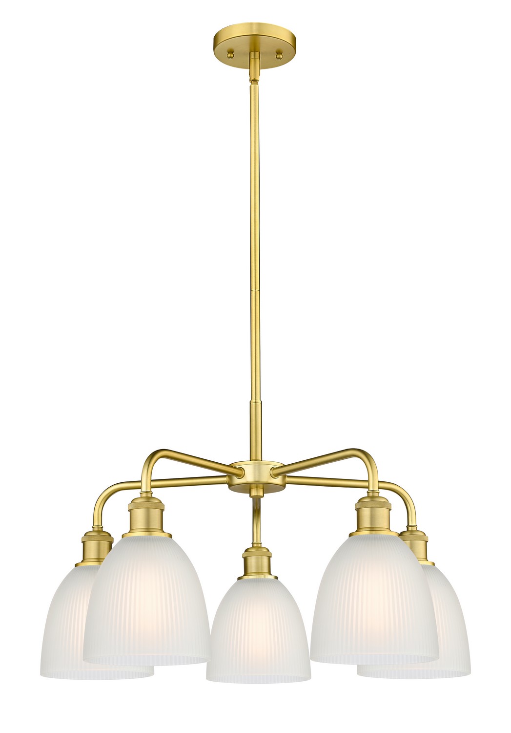 Five Light Chandelier by Innovations - Ballston Collection, Satin Gold Finish - 516-5CR-SG-G381