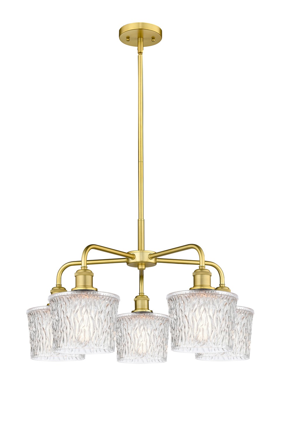 Five Light Chandelier by Innovations - Ballston Collection, Satin Gold Finish - 516-5CR-SG-G402