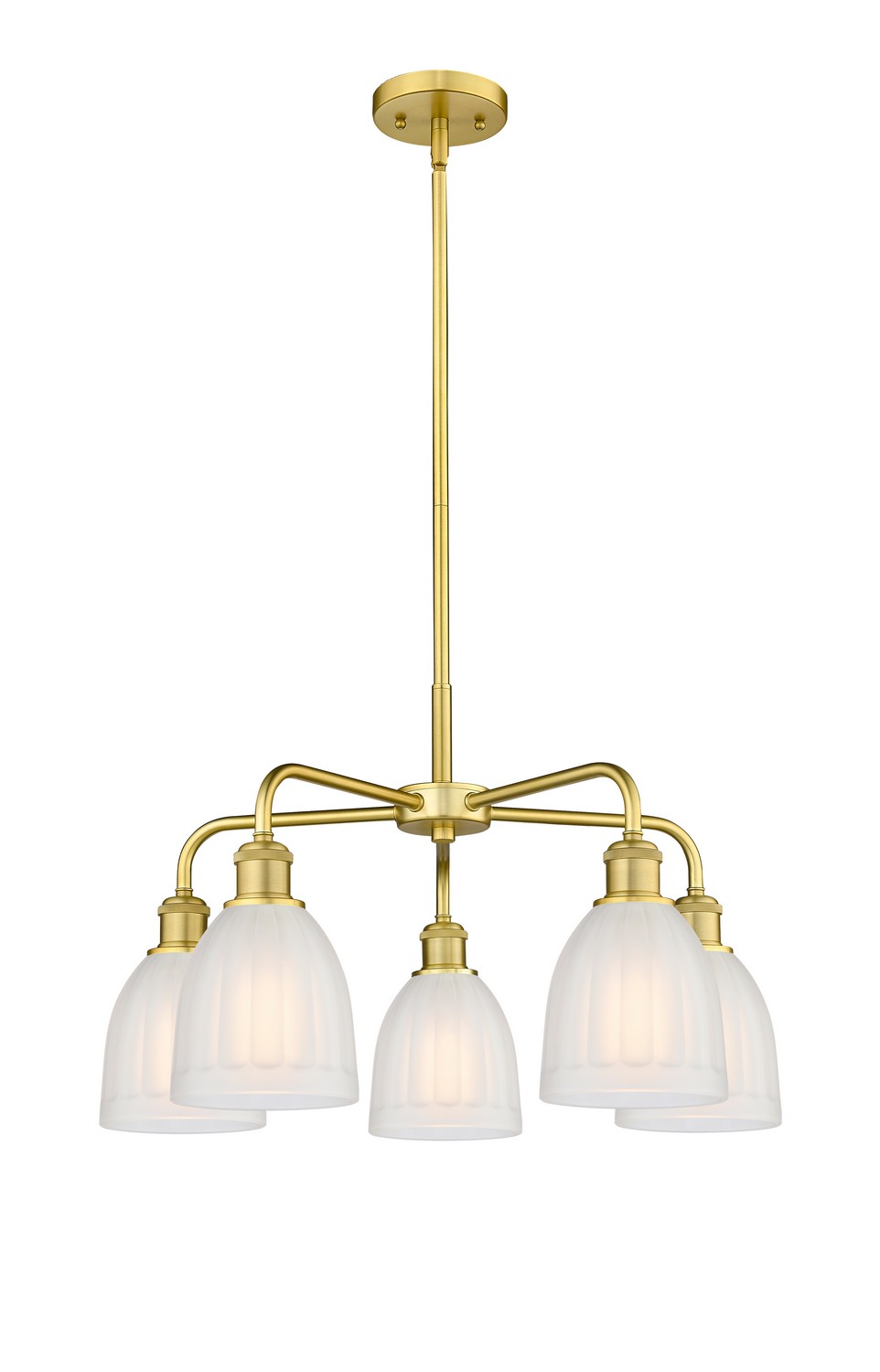 Five Light Chandelier by Innovations - Ballston Collection, Satin Gold Finish - 516-5CR-SG-G441