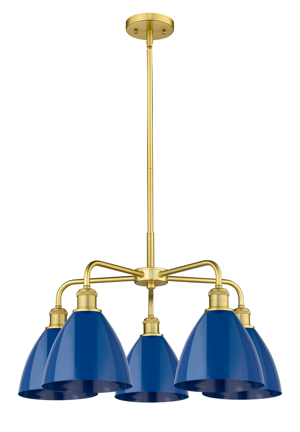 Five Light Chandelier by Innovations - Ballston Collection, Satin Gold Finish - 516-5CR-SG-MBD-75-BL