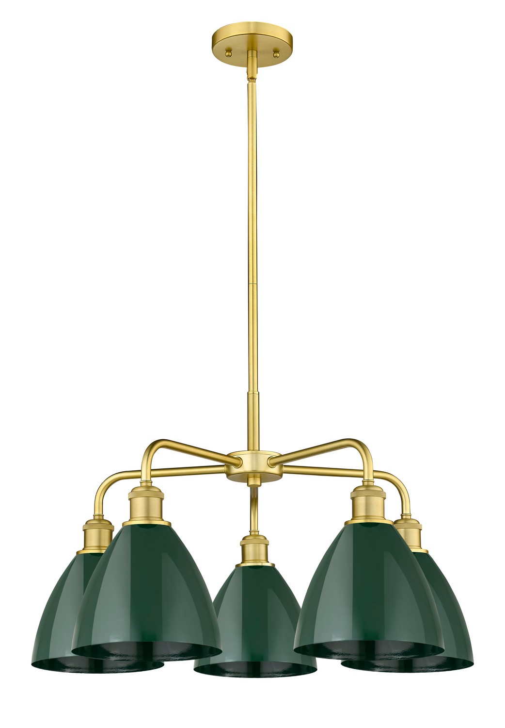 Five Light Chandelier by Innovations - Ballston Collection, Satin Gold Finish - 516-5CR-SG-MBD-75-GR