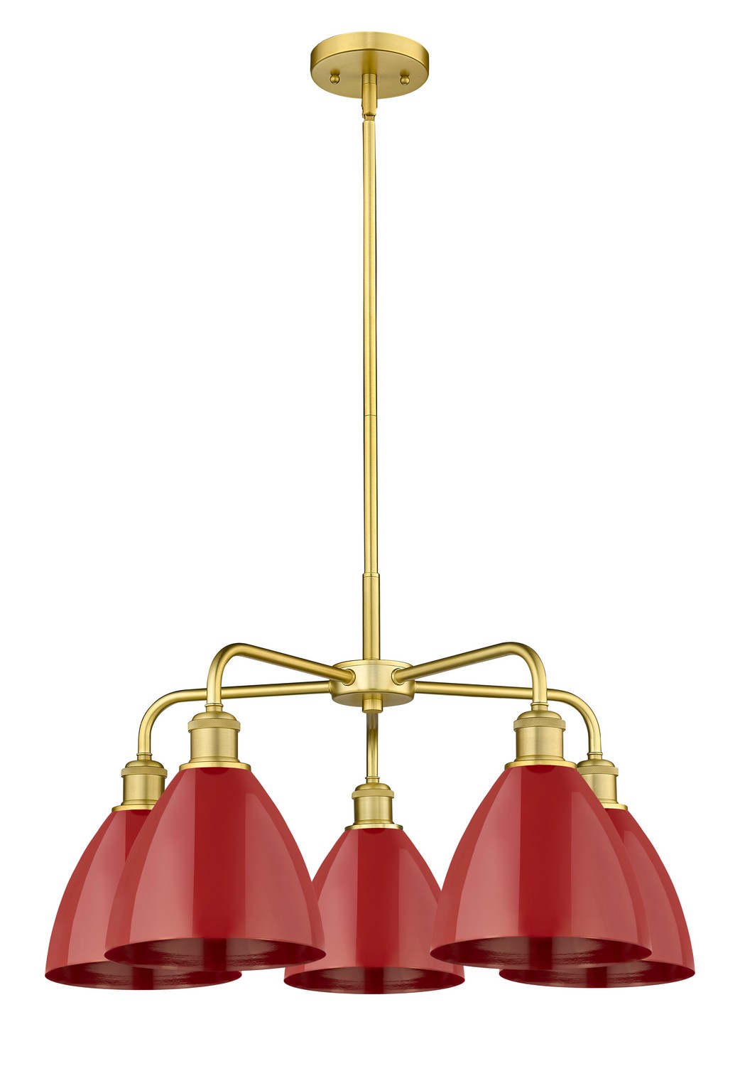 Five Light Chandelier by Innovations - Ballston Collection, Satin Gold Finish - 516-5CR-SG-MBD-75-RD