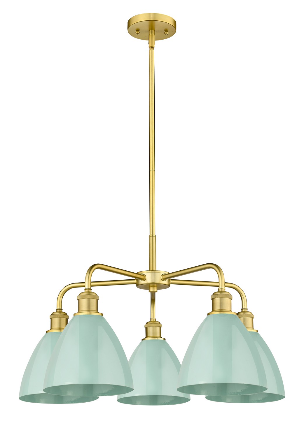Five Light Chandelier by Innovations - Ballston Collection, Satin Gold Finish - 516-5CR-SG-MBD-75-SF