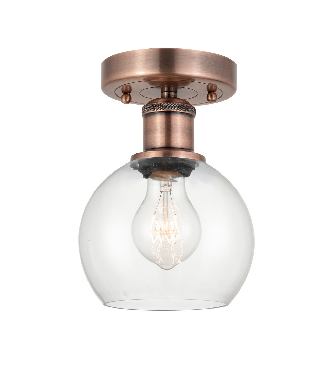 One Light Semi-Flush Mount by Innovations - Edison Collection, Antique Copper Finish - 616-1F-AC-G122-6