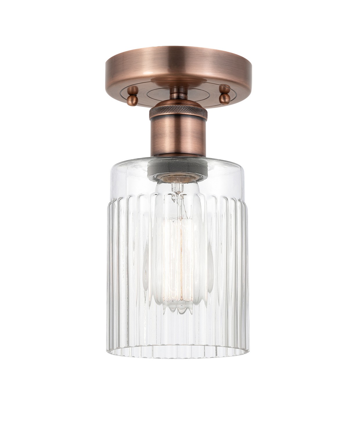 One Light Semi-Flush Mount by Innovations - Edison Collection, Antique Copper Finish - 616-1F-AC-G342