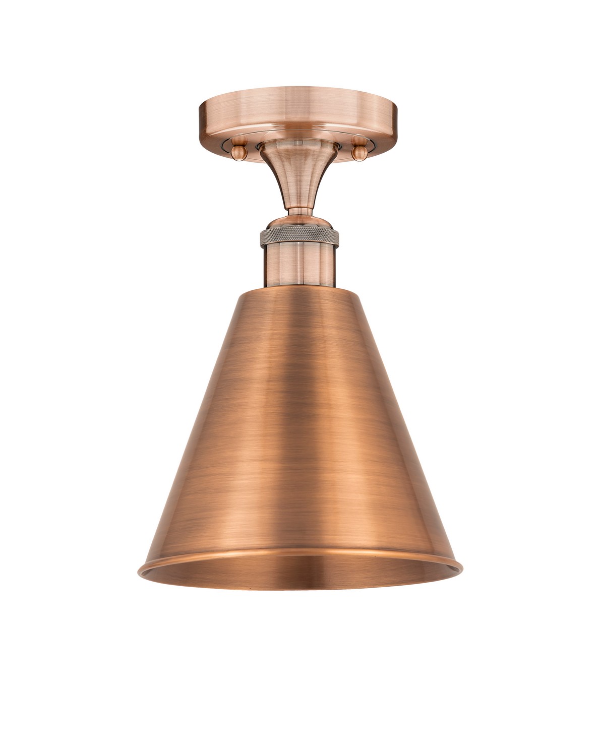 One Light Semi-Flush Mount by Innovations - Edison Collection, Antique Copper Finish - 616-1F-AC-MBC-8-AC
