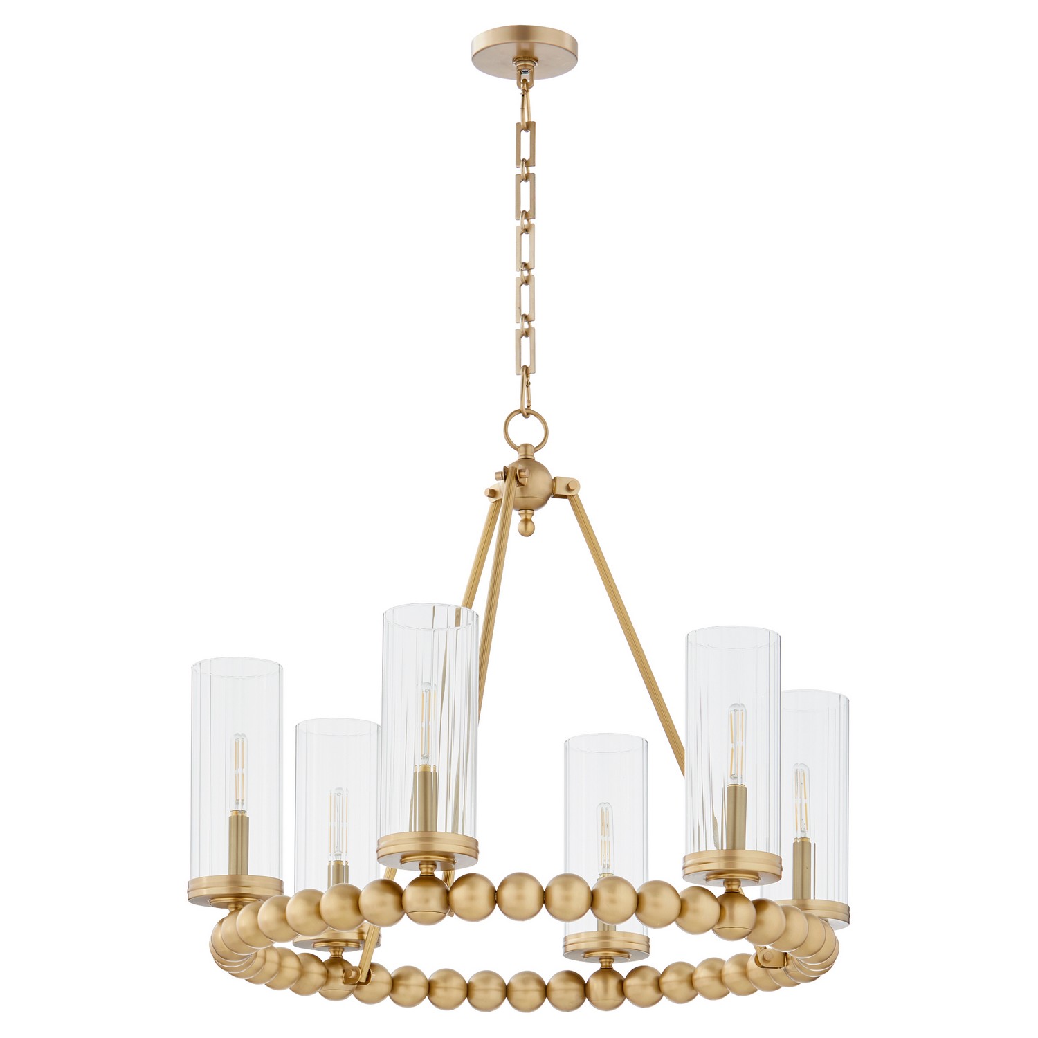 Photos - Chandelier / Lamp Quorum International Aged Brass Six Light Chandelier from the Lee Boulevard Collection 661-6-80
