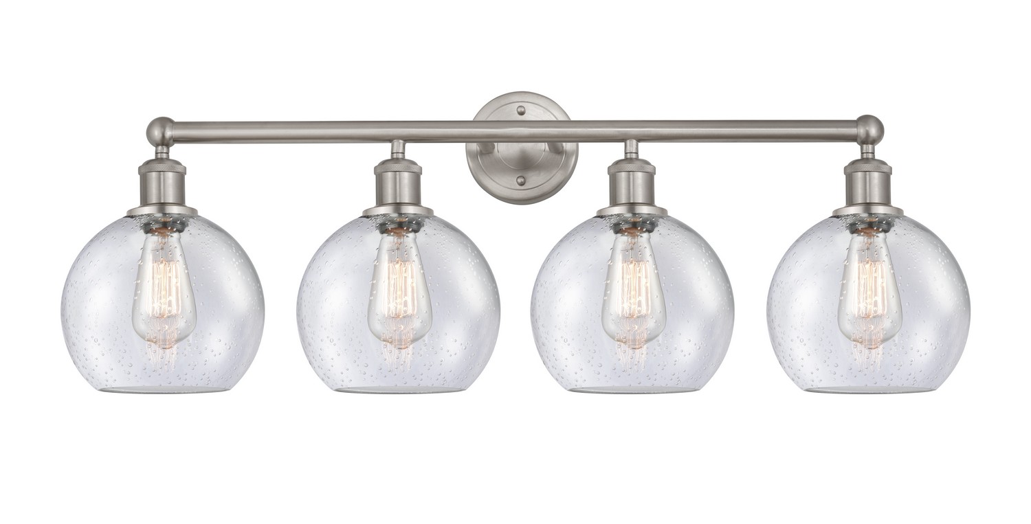 Four Light Bath Vanity by Innovations - Edison Collection, Satin Nickel Finish - 616-4W-SN-G124-8