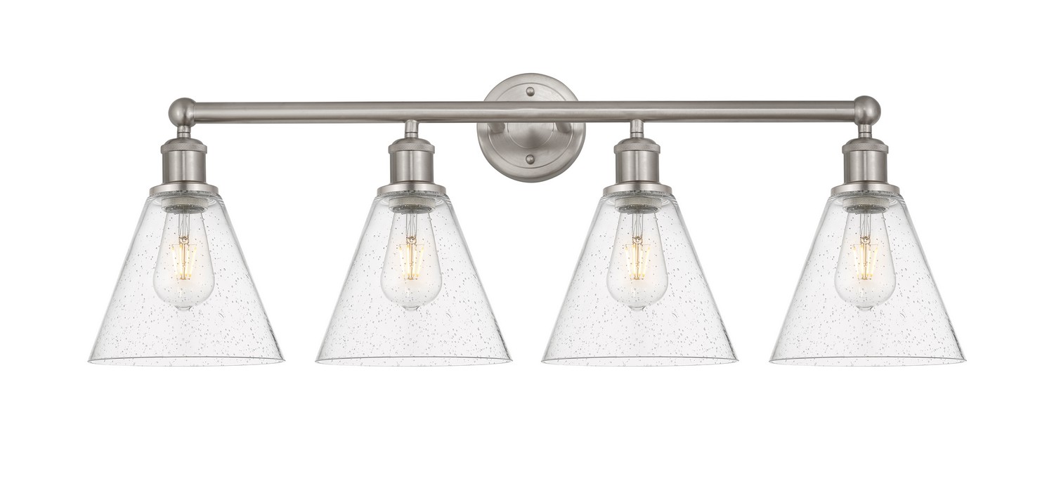 Four Light Bath Vanity by Innovations - Edison Collection, Satin Nickel Finish - 616-4W-SN-GBC-84