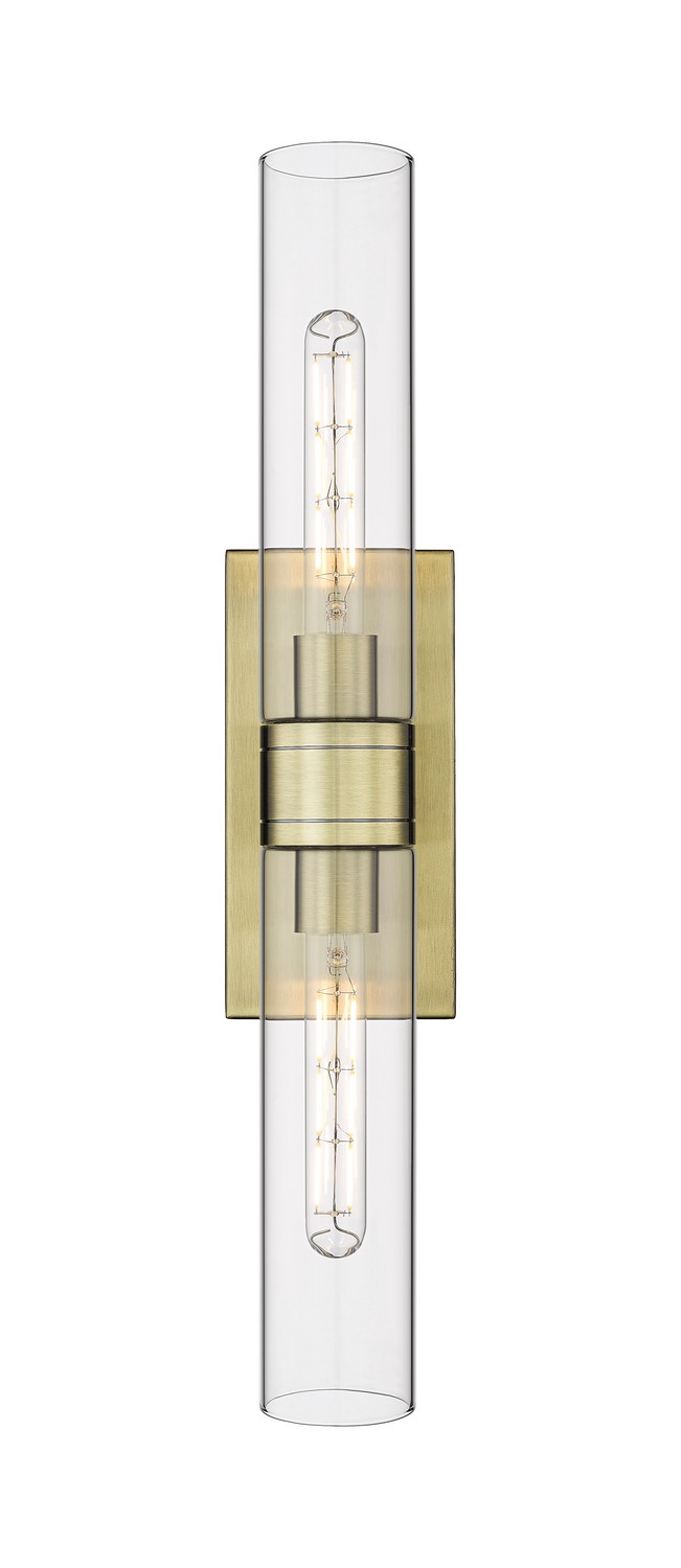 Two Light Bath Vanity by Innovations - Downtown Urban Collection, Antique Brass Finish - 617-2W-AB-G617-11CL